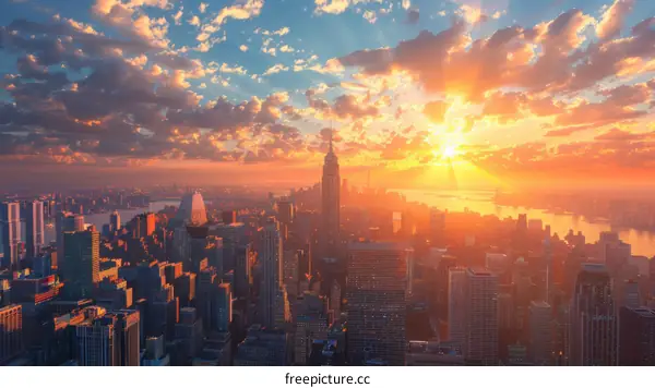 Manhattan Skyline at Sunset