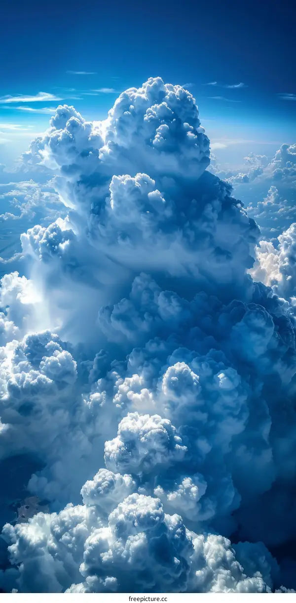 Large White and Blue Cloudscape Pierced by Brilliant Sunlight