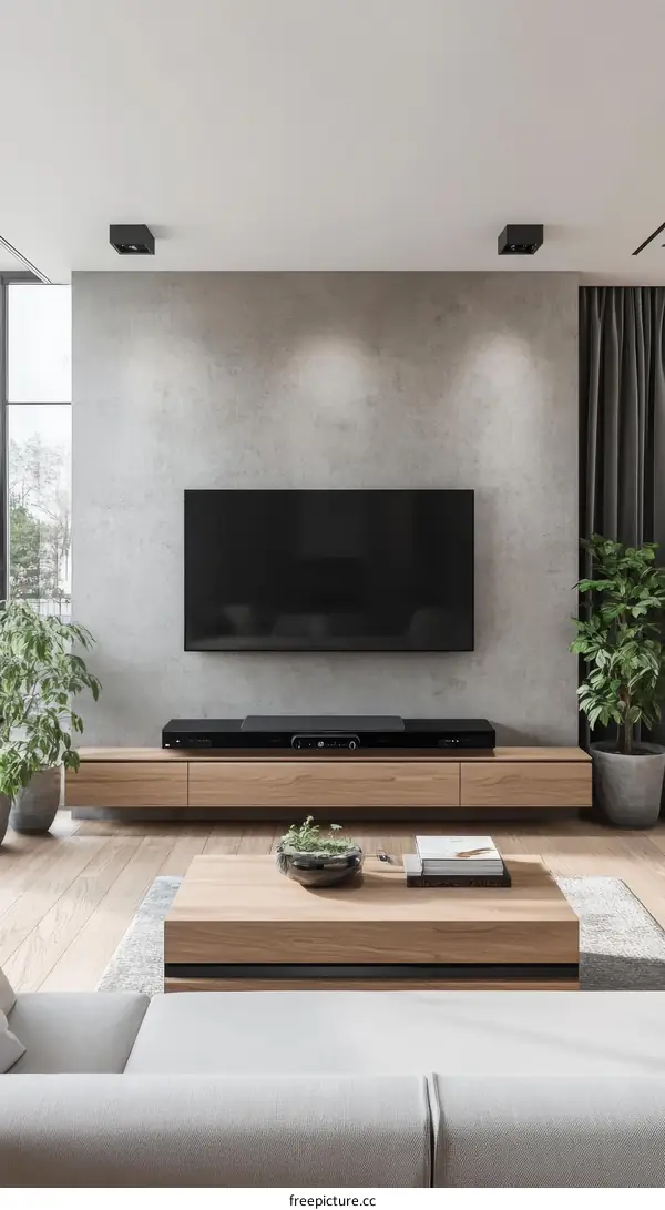 Modern Living Room Interior Design with Flat Screen TV