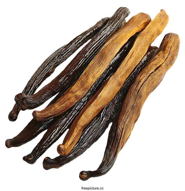 [Transparent Background PNG]Close Up of Dried Vanilla Pods