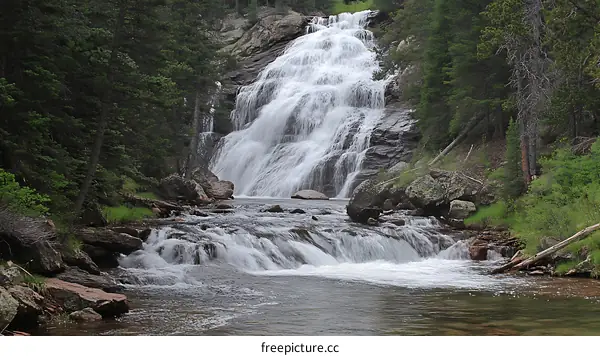 Majestic Waterfall Cascading Through Nature