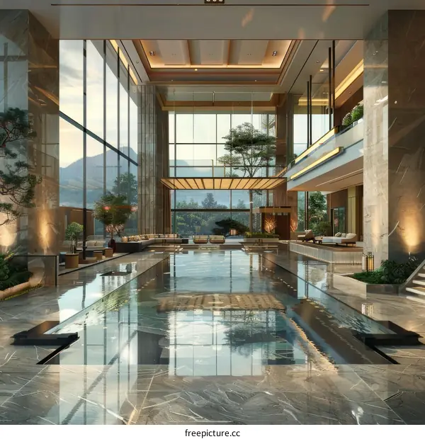 Luxurious Hotel Lobby with Modern Design and Atmosphere