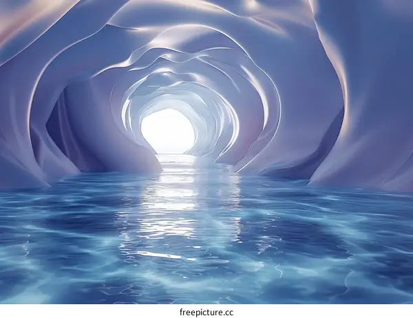 Underwater tunnel with light at the end