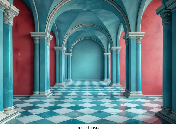 Azure and Coral Colonnade Interior