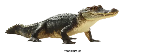 [Transparent Background PNG]Young Alligator in Profile View