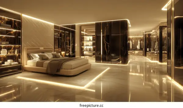 Luxury Modern Bedroom with Elegant Closet