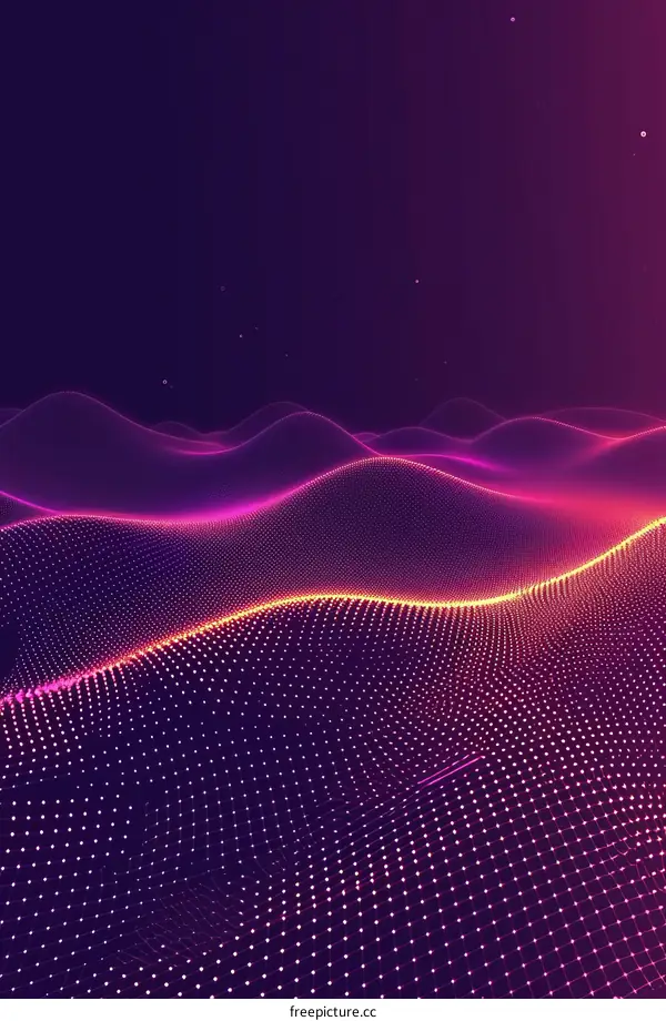 Purple pink and blue 3D landscape with smooth glowing waves