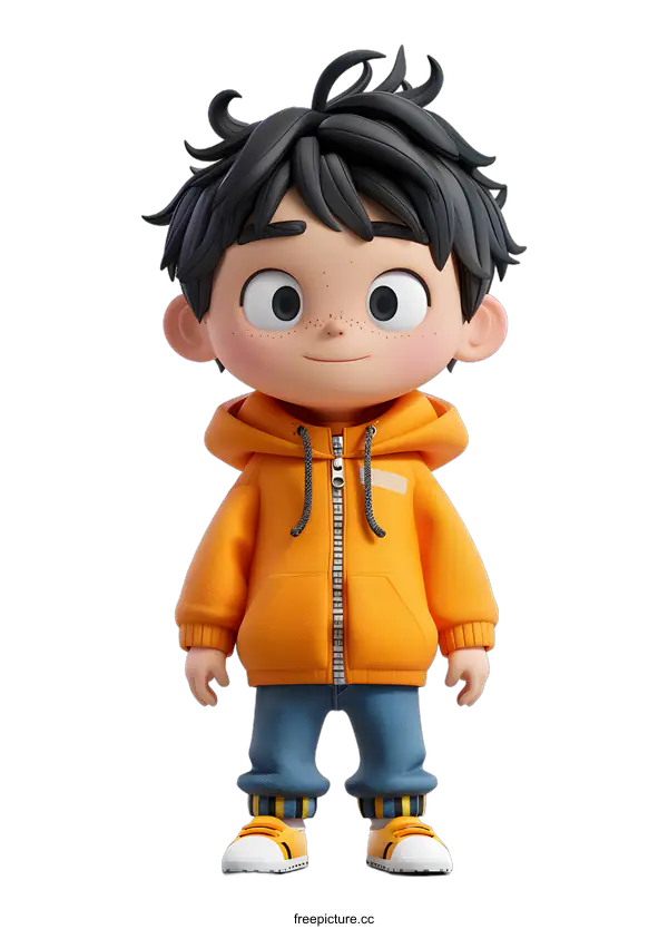 [Transparent Background PNG]3D rendering of a cute cartoon boy