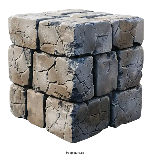 [Transparent Background PNG]Cubes made of stone