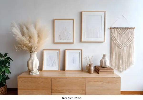 Bohemian Style Living Room Decor with Artwork and Plants