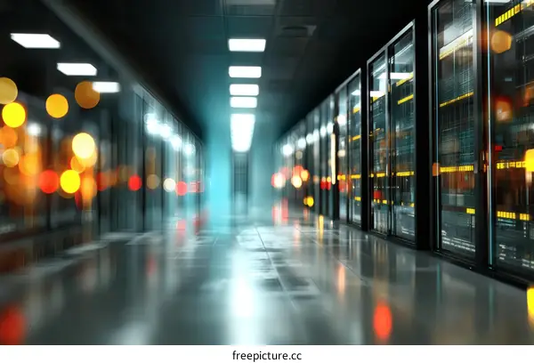 Modern Data Center Corridor with Servers