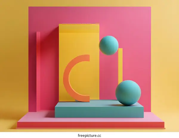 Abstract Minimalist Geometric Shapes and Colors Background