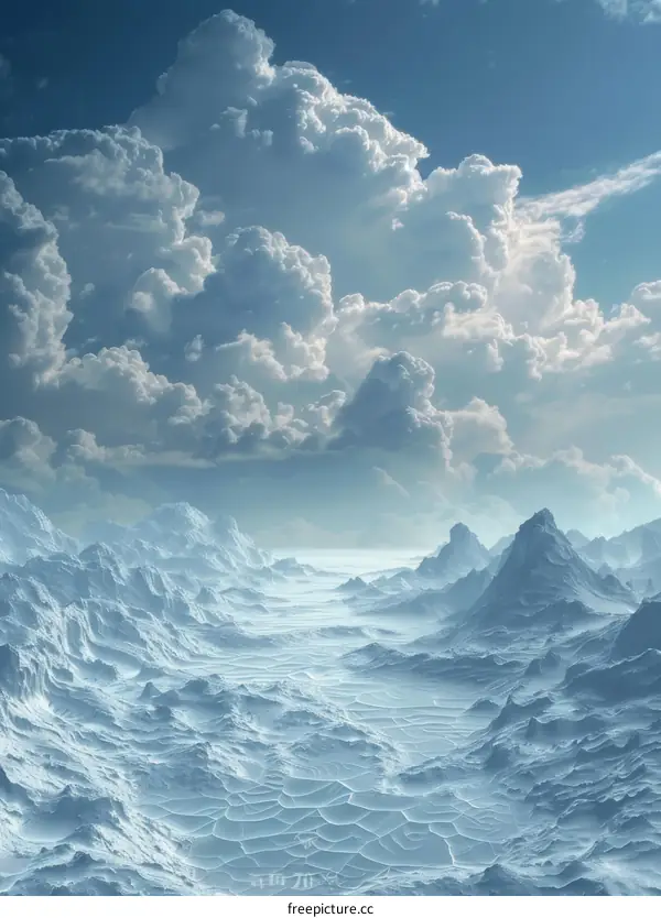 Stunning Ice Mountains and a Cloudy Sky