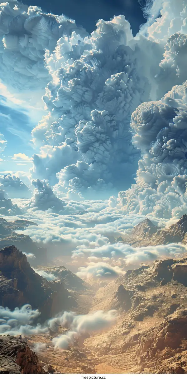 The sea of clouds above the high mountains