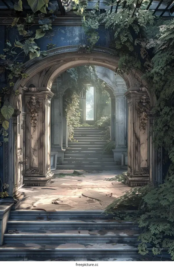 Overgrown Facade of a Historic Mansion