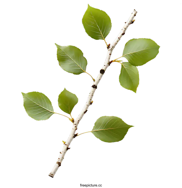 [Transparent Background PNG]Close Up of Fresh Spring Branch with Leaves
