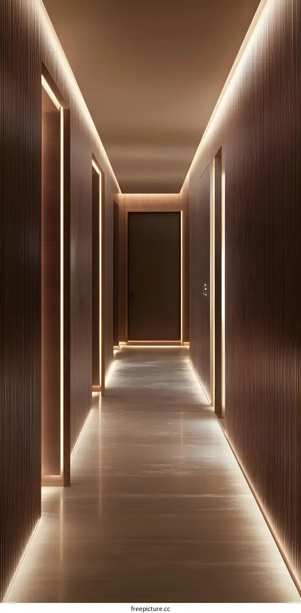 Modern Minimalist Hotel Corridor Interior Design