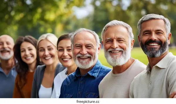 Happy Group of Senior Adults Outdoors