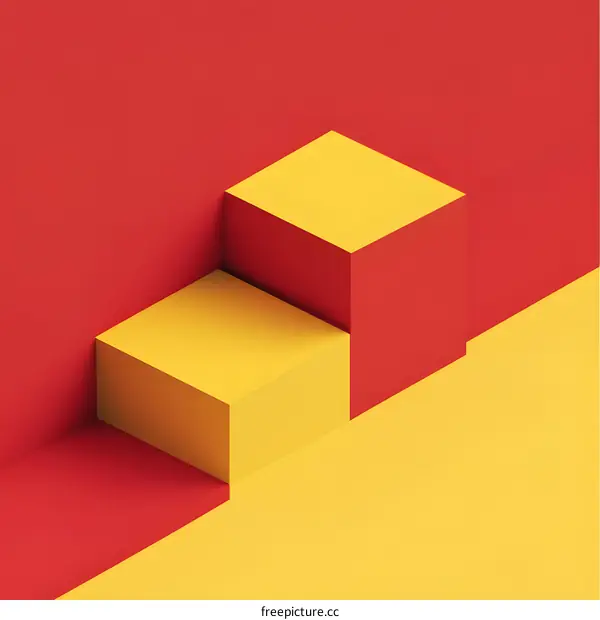 Abstract Geometric Shapes with Red and Yellow Color