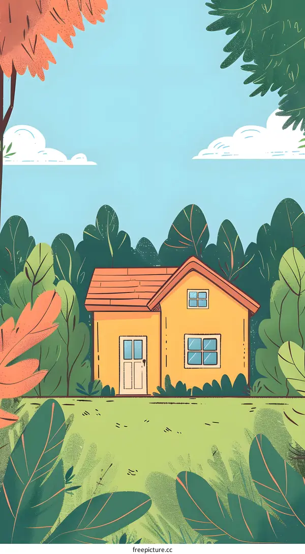 Yellow House in the Green Forest