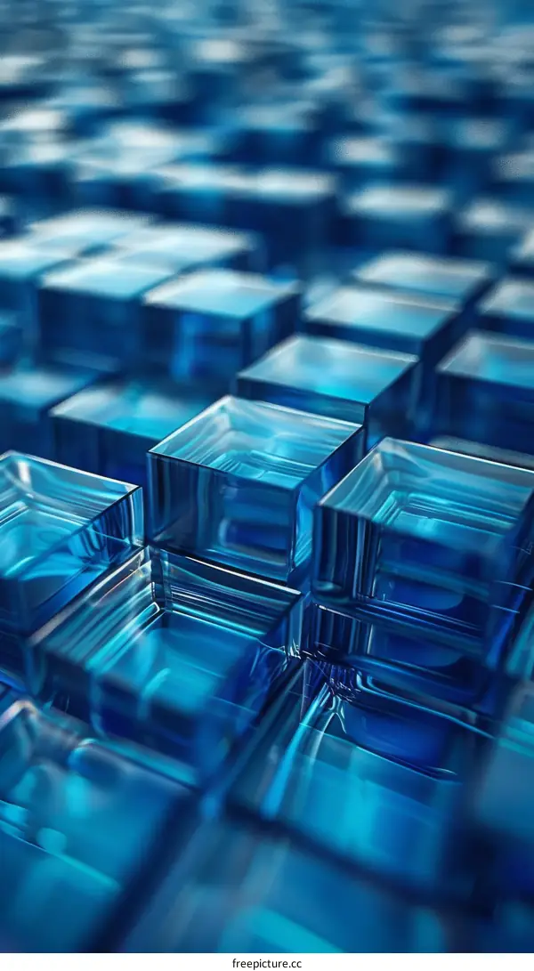 Blue Translucent Cubes Abstract Background