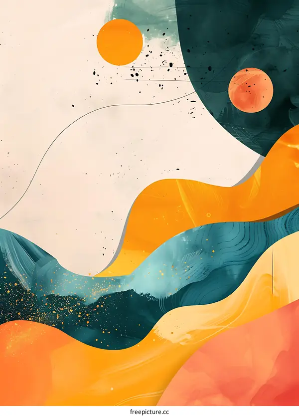 Abstract Art Painting with Orange and Green Colors