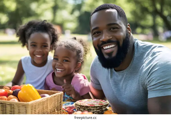 Happy Family Picnic in the Park