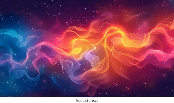 Abstract Colorful Flowing Lines in Space