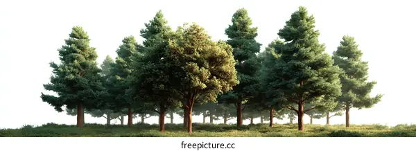 Forest of Pine Trees in a Meadow