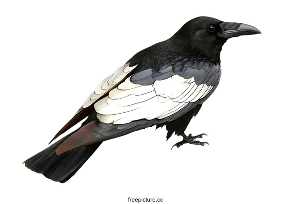 [Transparent Background PNG]Detailed Illustration of a Raven Bird