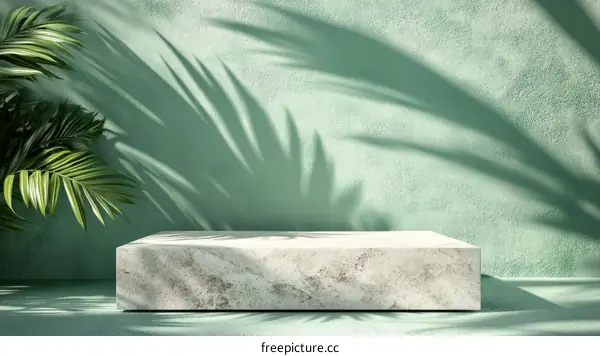 Modern Minimalist Marble Podium with Tropical Vibes