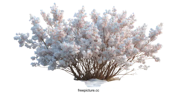 [Transparent Background PNG]Winter Snow Covered Flowering Shrub Illustration