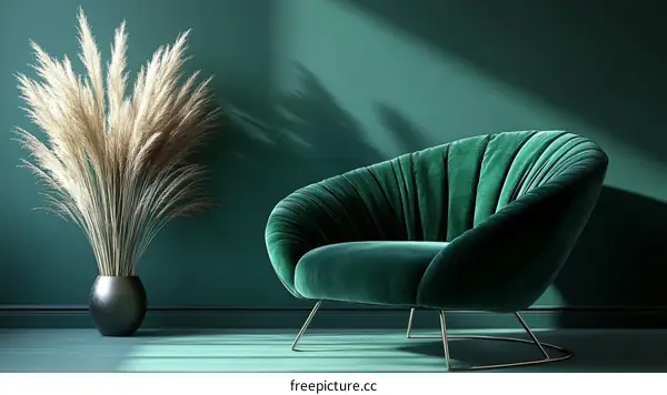Modern Emerald Green Velvet Armchair Interior Design