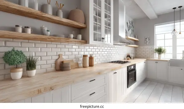 Modern Farmhouse Kitchen with White Subway Tiles