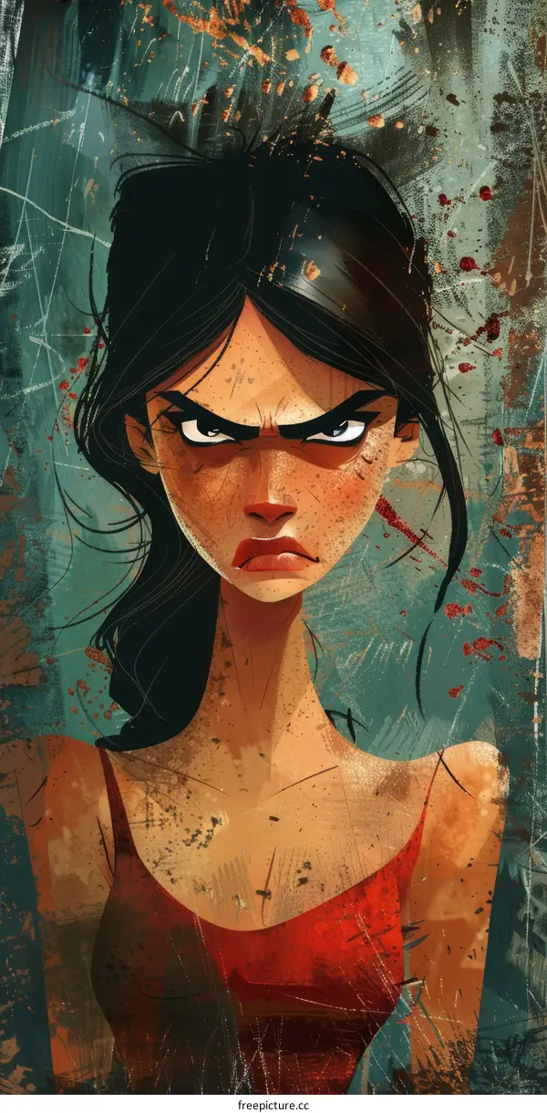 Angry Woman Illustration Portrait
