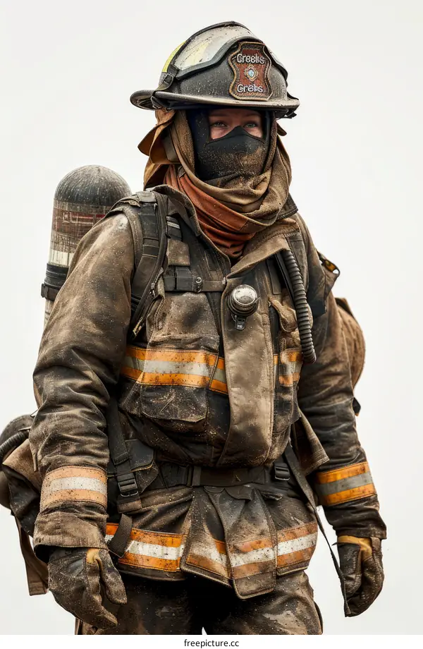 Firefighter in protective gear and breathing mask