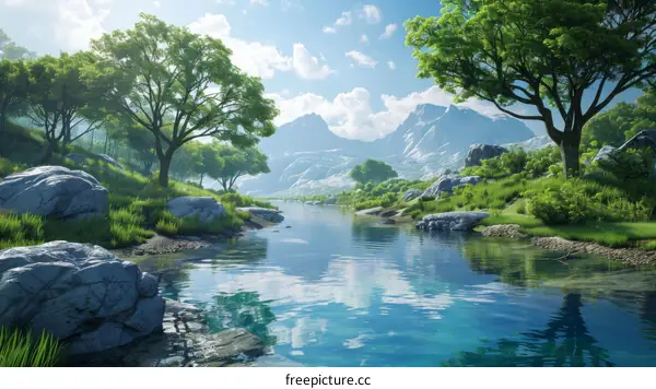 Mountain Valley River Landscape