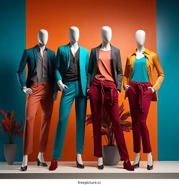 Fashion mannequins in a store window