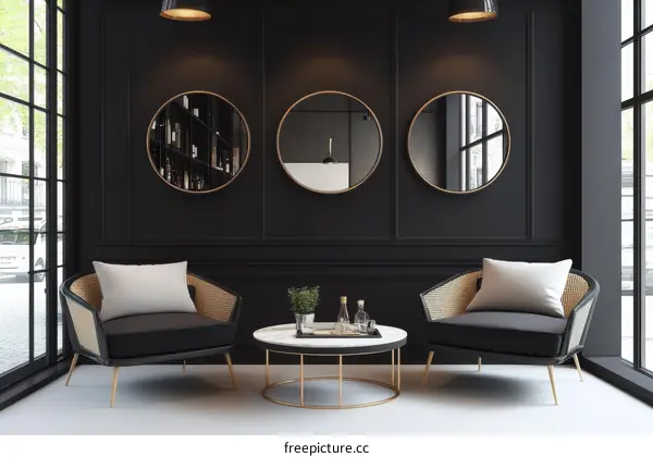 Modern Lounge Area with Dark Accents