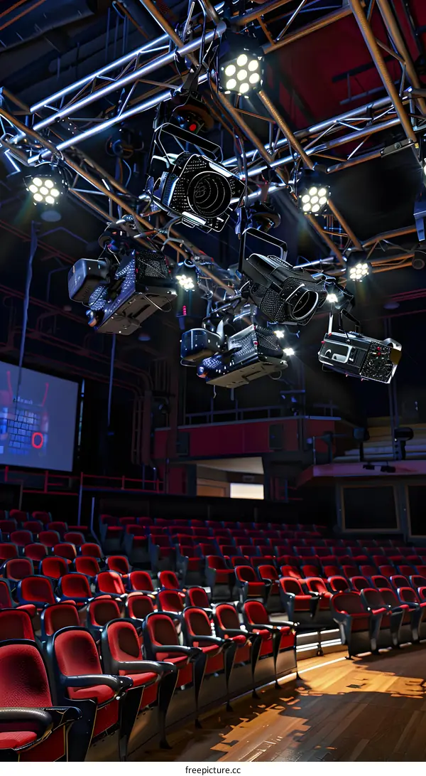 Empty Theater Stage With Lights