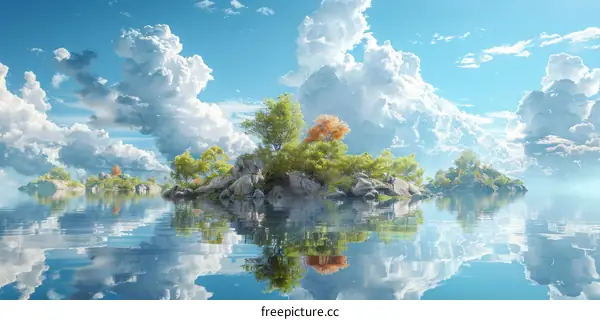 Serene Island Paradise Under a Vast Sky