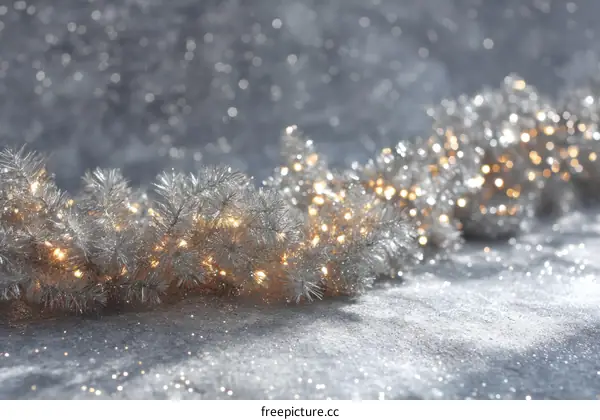 Silver Christmas Lights Garland Background