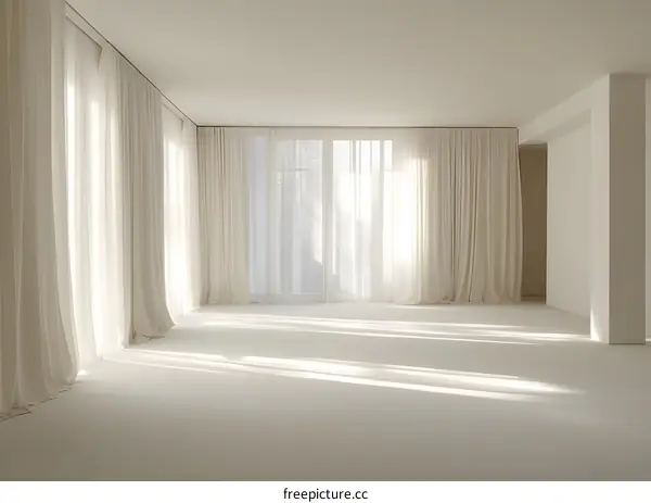 White Curtains Interior Design Minimalist Style Living Room