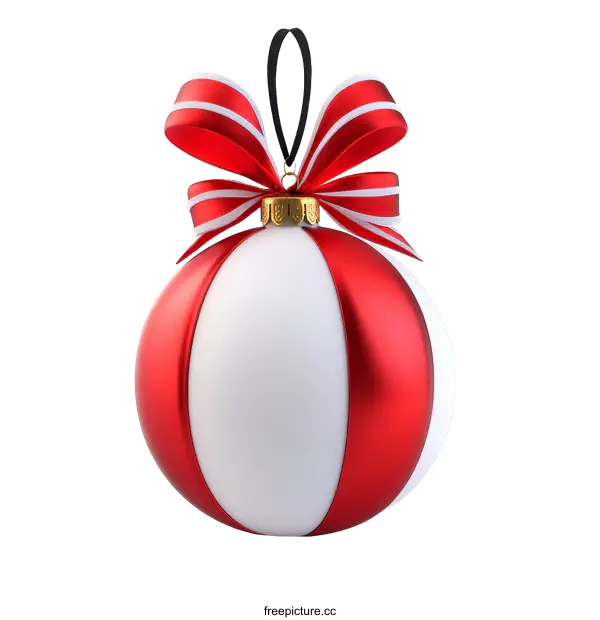 [Transparent Background PNG]Christmas Ornament Red and White Ball with Bow
