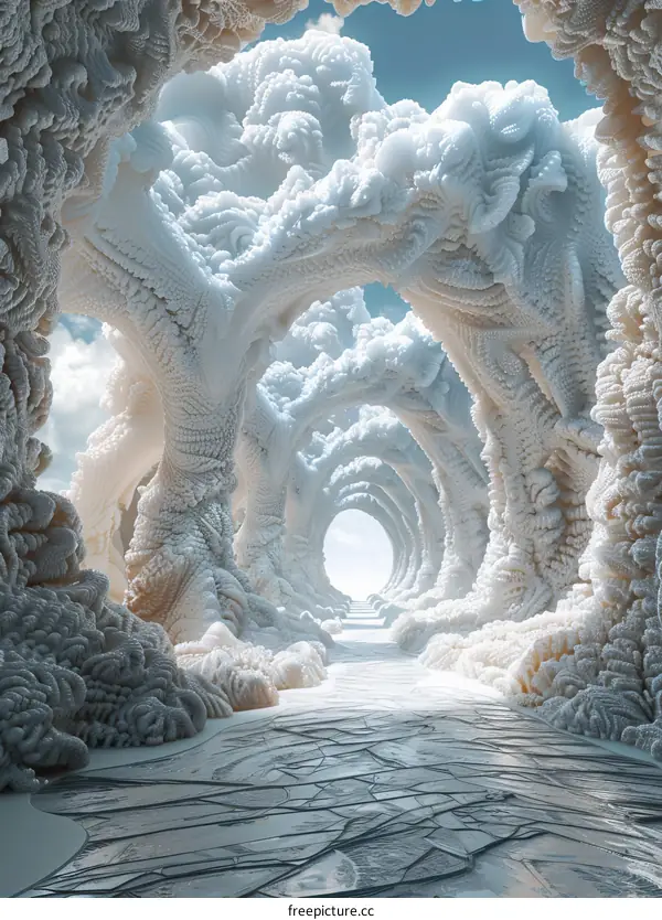 Mystical path in the middle of a surreal forest