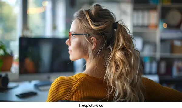 young woman looking out the window