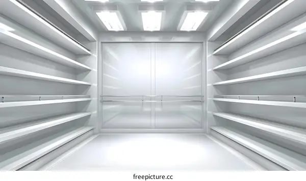 White Modern Minimalist Interior Design Elevator with Shelves