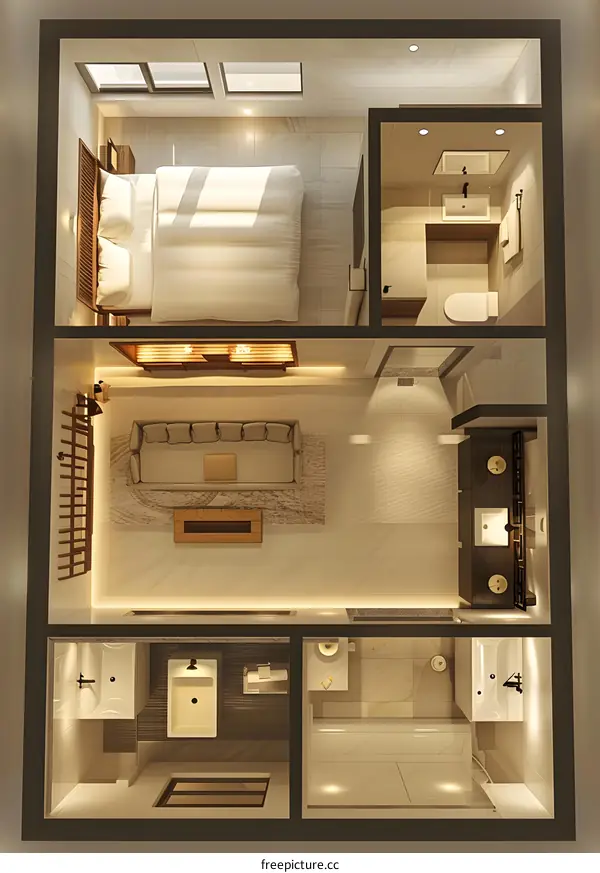 The layout of the hotel rooms