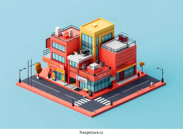 Isometric city building illustration