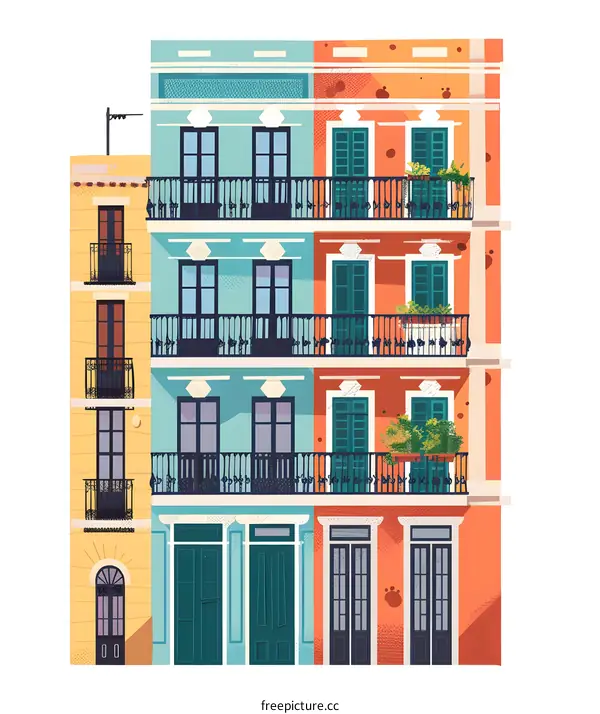 Colorful Illustration of Spanish Architecture